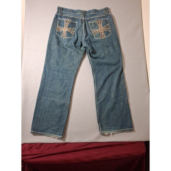Johnny Max Jeans Men's 38x31 Blue Denim Wide Leg Baggy Loose Comfy Distressed - Picture 13 of 16